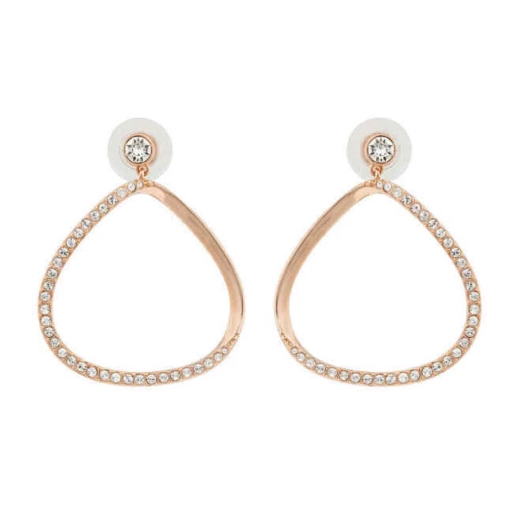 Swarovski Gaya Pierced Earrings Rose Gold-tone Tear Drops Excellent Condition